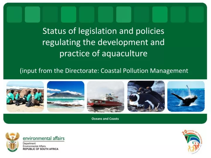 input from the directorate coastal pollution management
