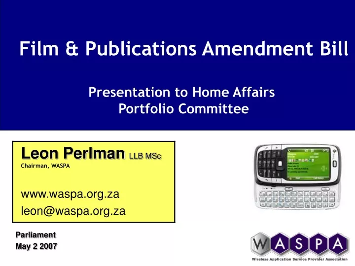 film publications amendment bill presentation