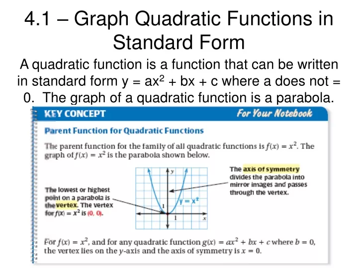 4 1 graph quadratic functions in standard form