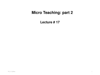 Micro Teaching: part 2