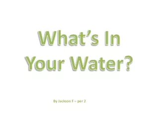 W hat’s In Your Water?