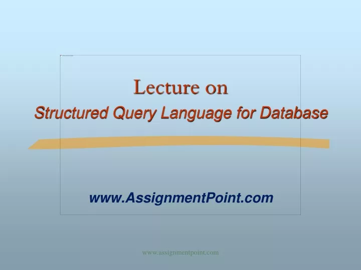 lecture on structured query language for database