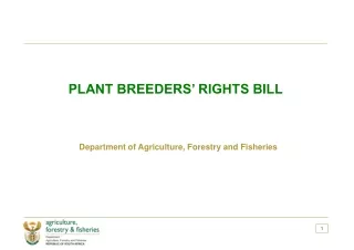 PLANT BREEDERS’ RIGHTS BILL