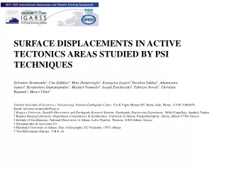 SURFACE DISPLACEMENTS IN ACTIVE TECTONICS AREAS STUDIED BY PSI TECHNIQUES