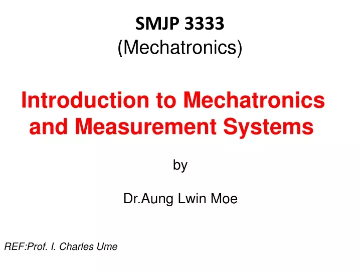 introduction to mechatronics and measurement systems