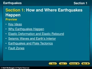 Section 1:  How and Where Earthquakes Happen