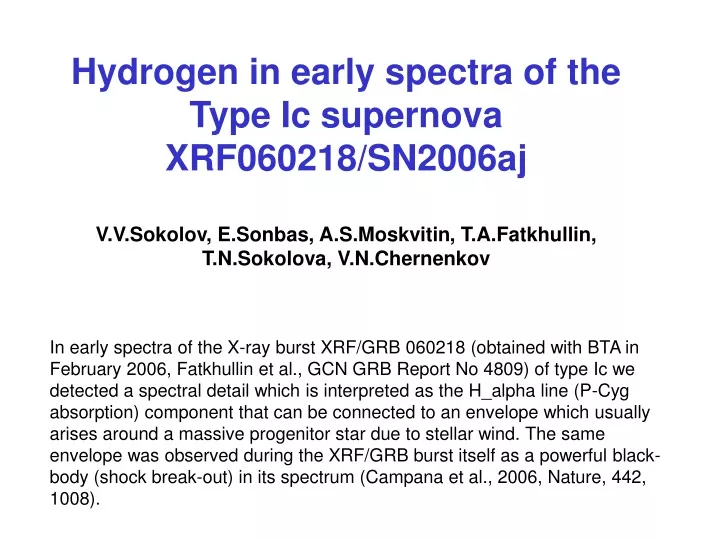hydrogen in early spectra of the type