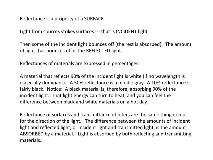 reflectance is a property of a surface light from
