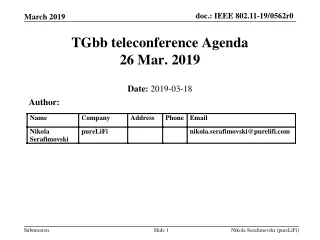 TGbb teleconference Agenda 26 Mar. 2019