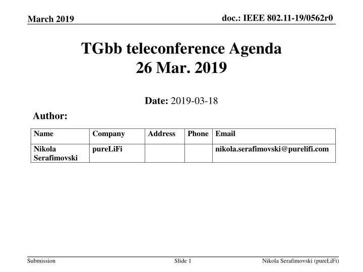 tgbb teleconference agenda 26 mar 2019