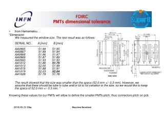 FDIRC PMTs dimensional tolerance