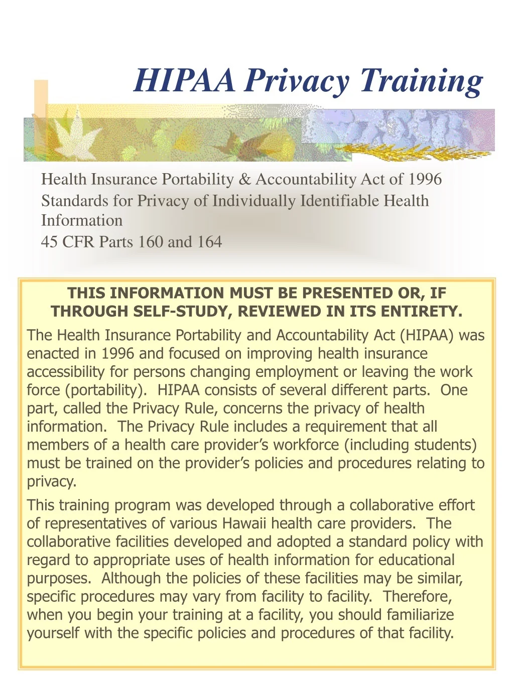 PPT - HIPAA Privacy Training PowerPoint Presentation, free download ...