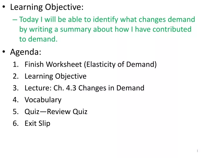 learning objective today i will be able