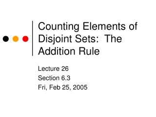Counting Elements of Disjoint Sets:  The Addition Rule