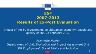 ESF  2007-2013 Results of Ex-Post Evaluation