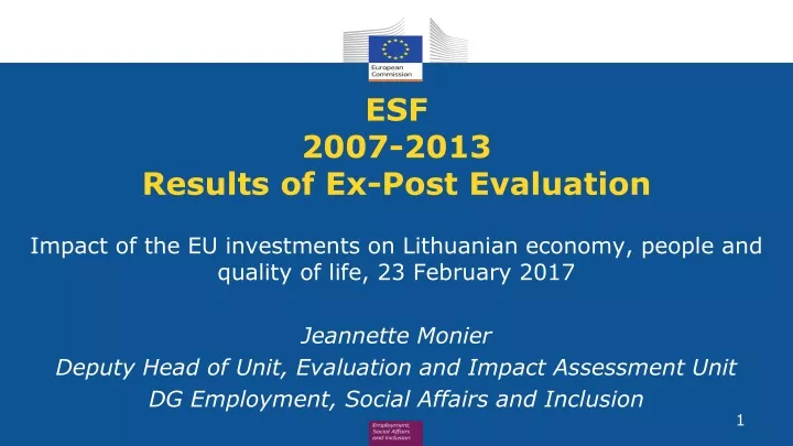 esf 2007 2013 results of ex post evaluation