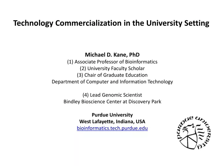 technology commercialization in the university