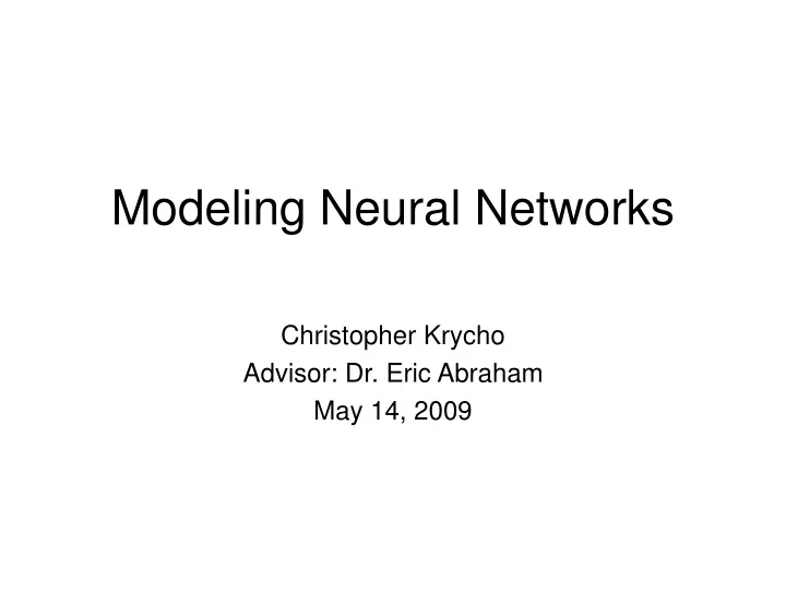 modeling neural networks