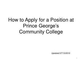 How to Apply for a Position at  Prince George’s  Community College
