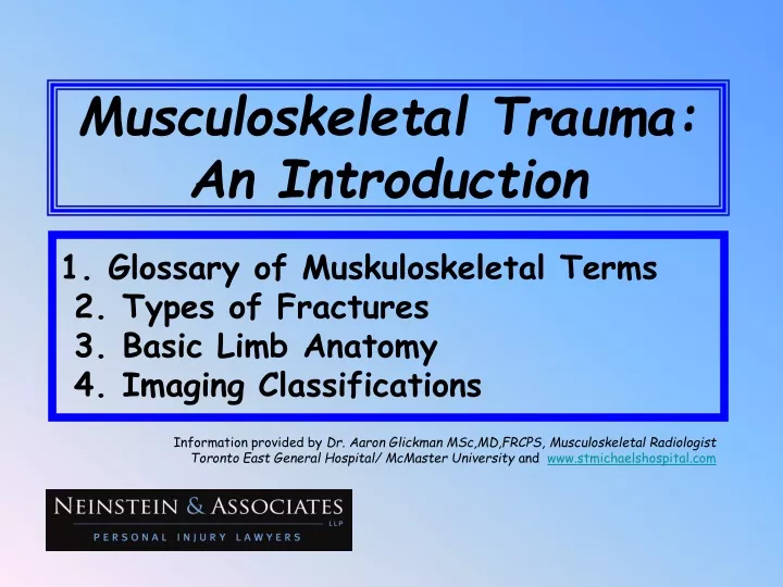 musculoskeletal trauma an introduction