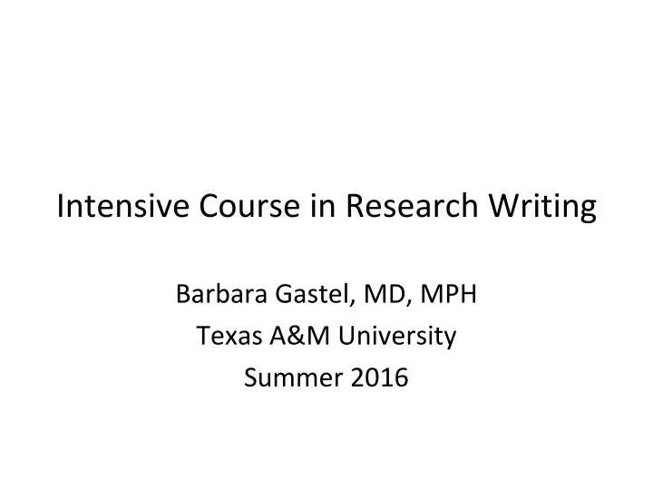 intensive course in research writing