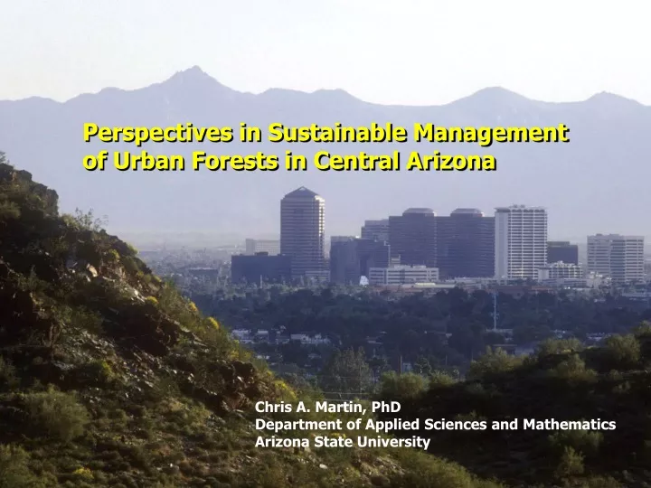 perspectives in sustainable management of urban
