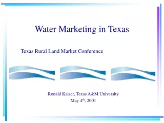 Water Marketing in Texas