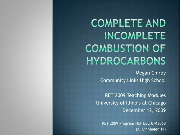 complete and incomplete combustion of hydrocarbons
