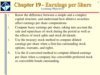 Chapter 19 - Earnings per Share Learning Objectives