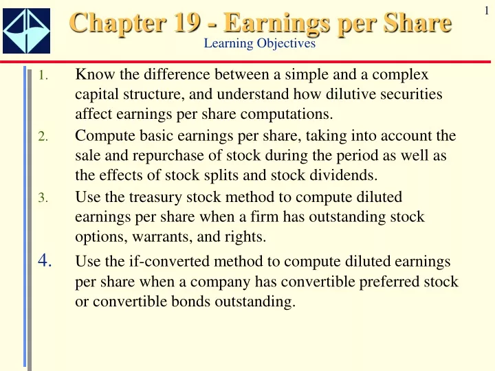 chapter 19 earnings per share learning objectives