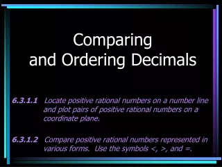 Comparing  and Ordering Decimals