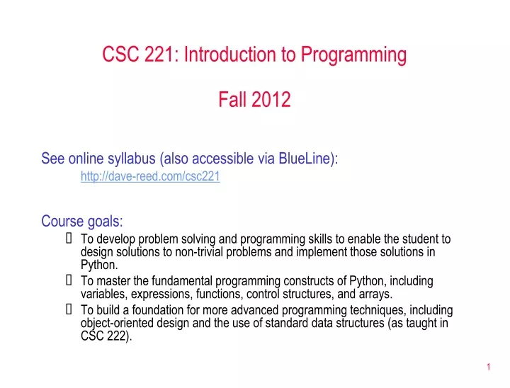 see online syllabus also accessible via blueline