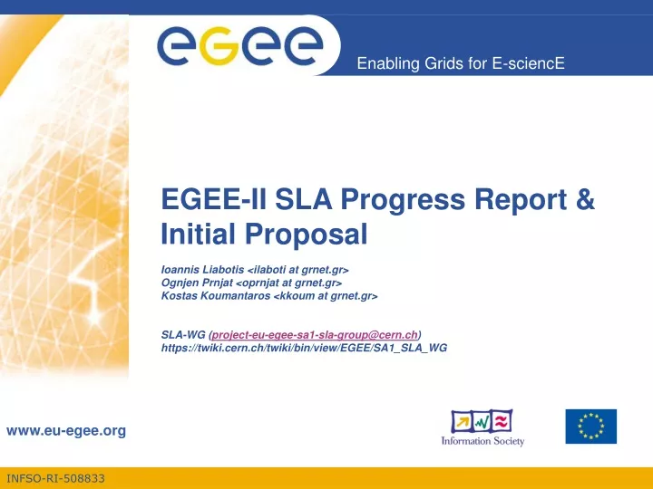 egee ii sla progress report initial proposal