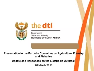 Presentation to the Portfolio Committee on Agriculture, Forestry and Fisheries