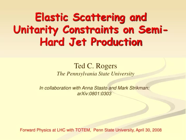 elastic scattering and unitarity constraints on semi hard jet production