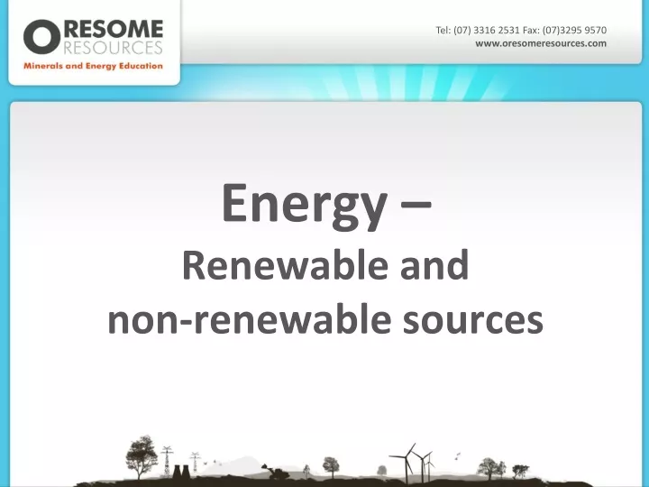 energy renewable and non renewable sources
