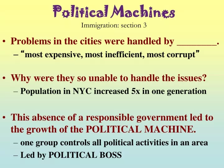political machines immigration section 3
