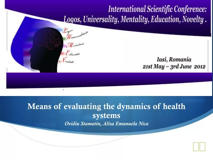 means of evaluating the dynamics of health systems ovidiu stamatin alisa emanuela nica