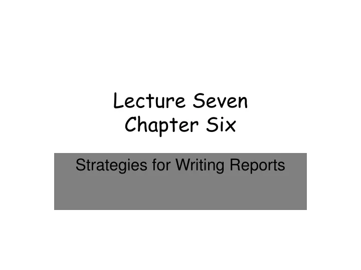 lecture seven chapter six