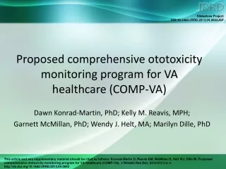 Proposed comprehensive ototoxicity monitoring program for VA healthcare (COMP-VA)