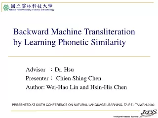 Backward Machine Transliteration by Learning Phonetic Similarity