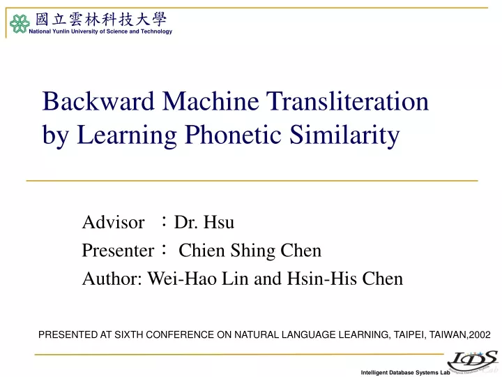 backward machine transliteration by learning phonetic similarity