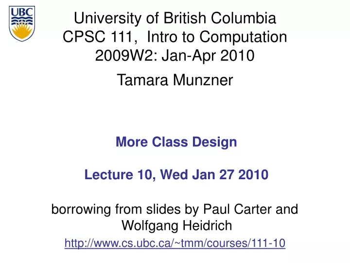 more class design lecture 10 wed jan 27 2010