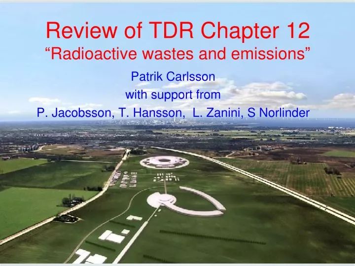review of tdr chapter 12 radioactive wastes and emissions