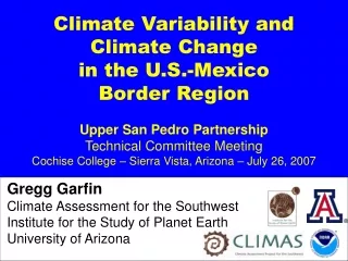 Climate Variability and   Climate Change  in the U.S.-Mexico  Border Region