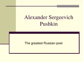 Alexander  Sergeevich  Pushkin