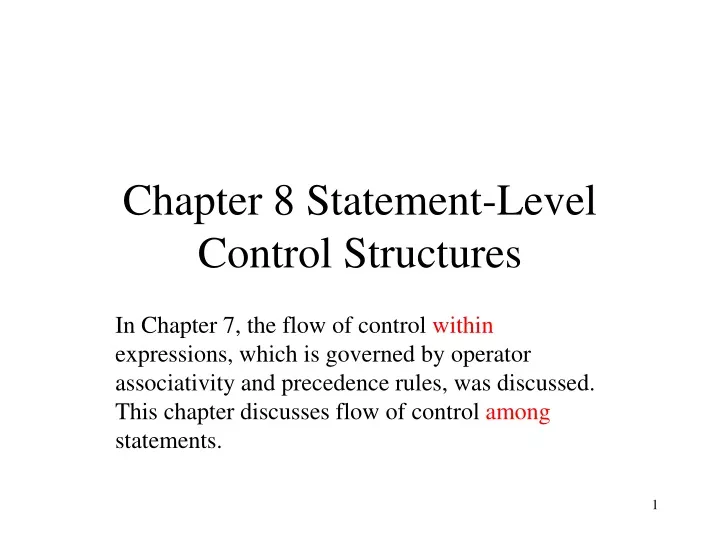 chapter 8 statement level control structures