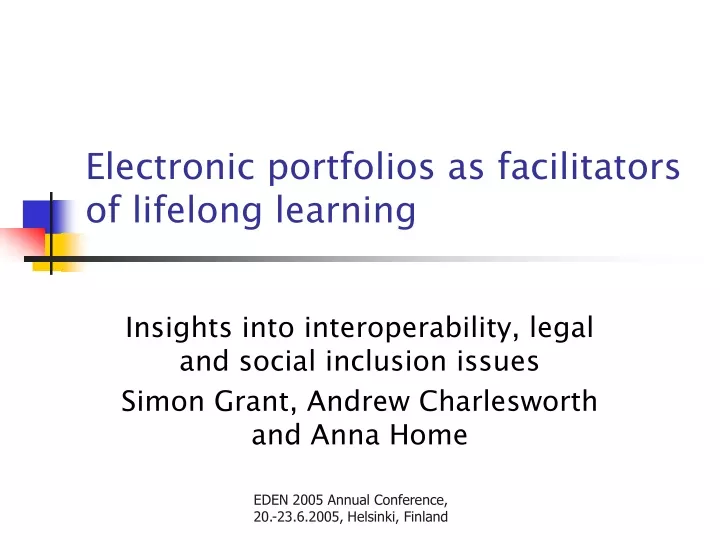 electronic portfolios as facilitators of lifelong learning