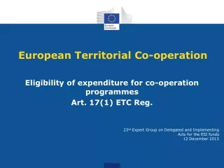 European Territorial Co-operation