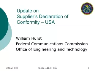 Update on  Supplier’s Declaration of Conformity – USA